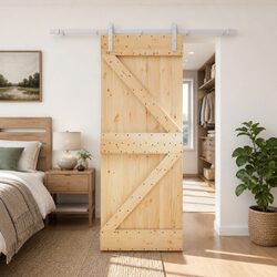 Solid Pine Sliding Door with Smooth Operation