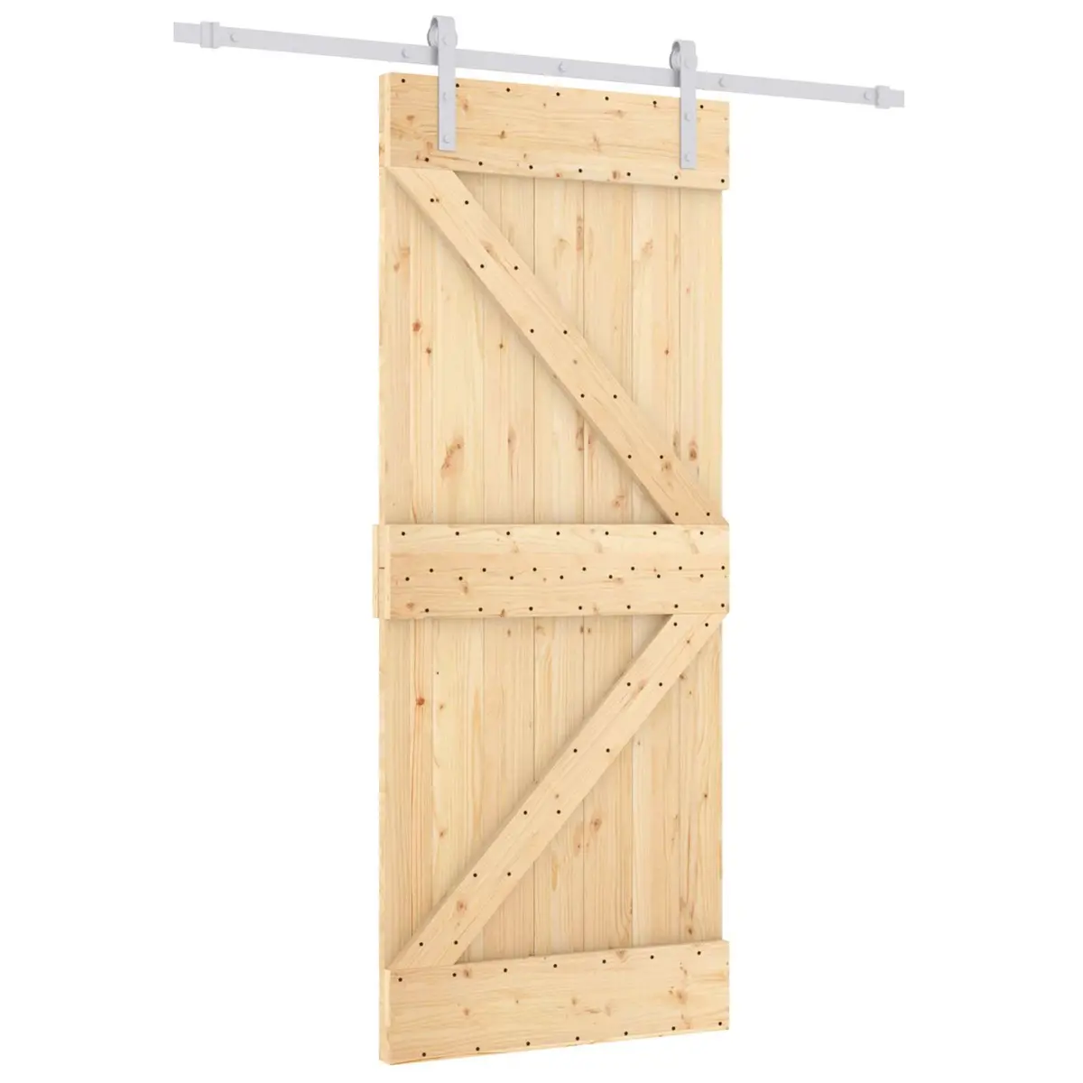 Sliding Door Brown 80x210cm Solid Pine Wood Modern Interior Room Divider
