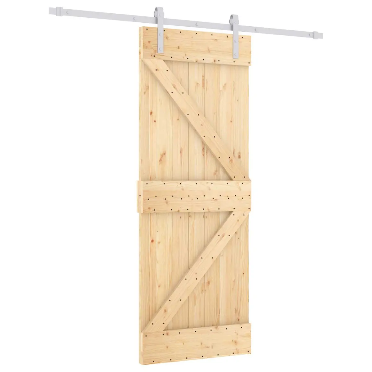 Sliding Door Brown 80 x 210 cm Solid Pine Wood Space-Saving Modern