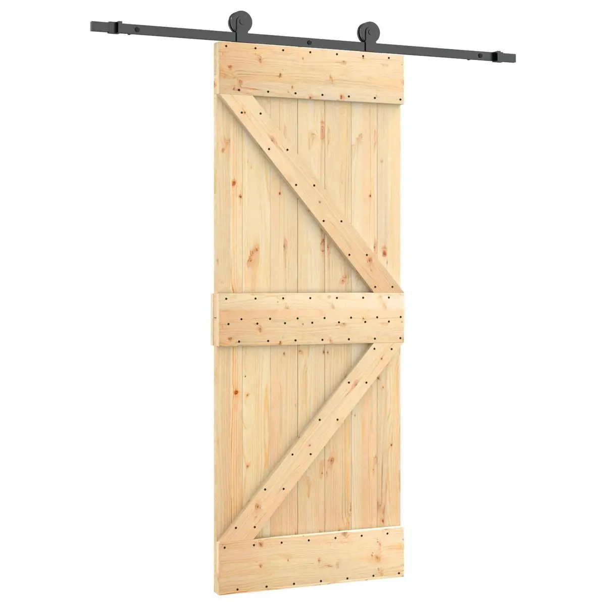 Sliding Door Natural Brown 70 x 210 cm Solid Pine Wood Modern Room Divider