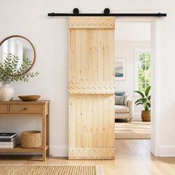 Sliding Door Natural Brown 70 x 210 cm Solid Pine Wood Modern Interior Room
