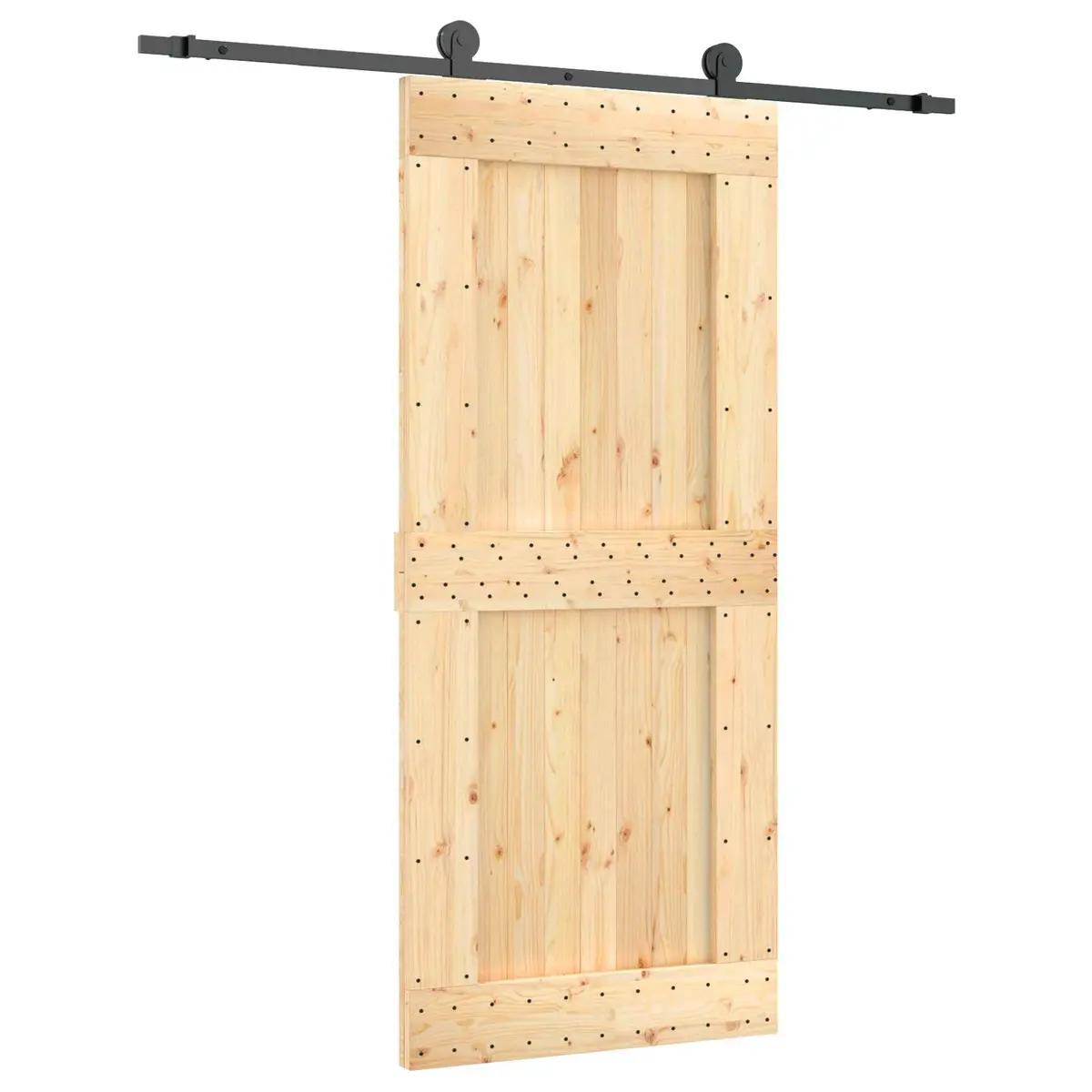 Sliding Door Brown 90 x 210 cm Solid Pine Wood Modern Interior Room Divider