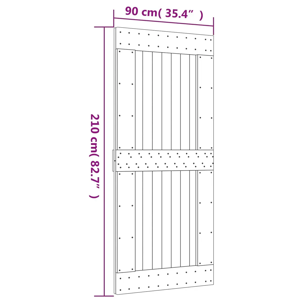 Sliding Door Brown 90 x 210 cm Solid Pine Wood Modern Interior Room Divider