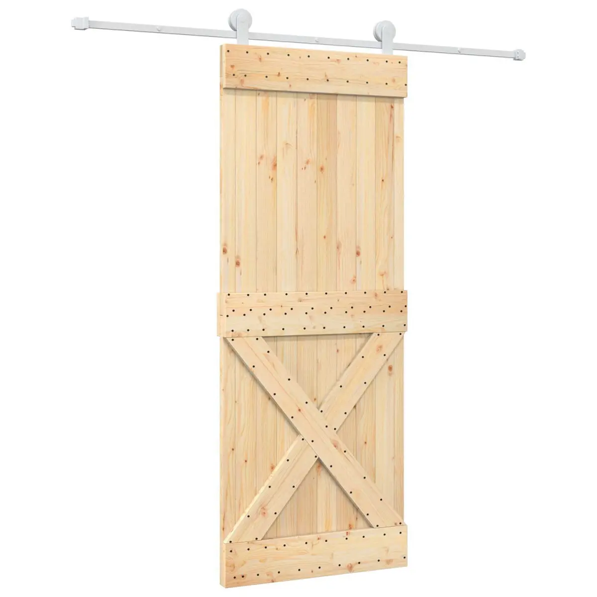 Sliding Door Brown 80 x 210 cm Solid Pine Wood Modern Room Divider