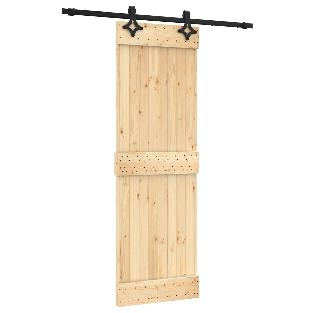 Sliding Door Natural Black 70 x 210 cm Solid Pine Wood Modern Room Divider