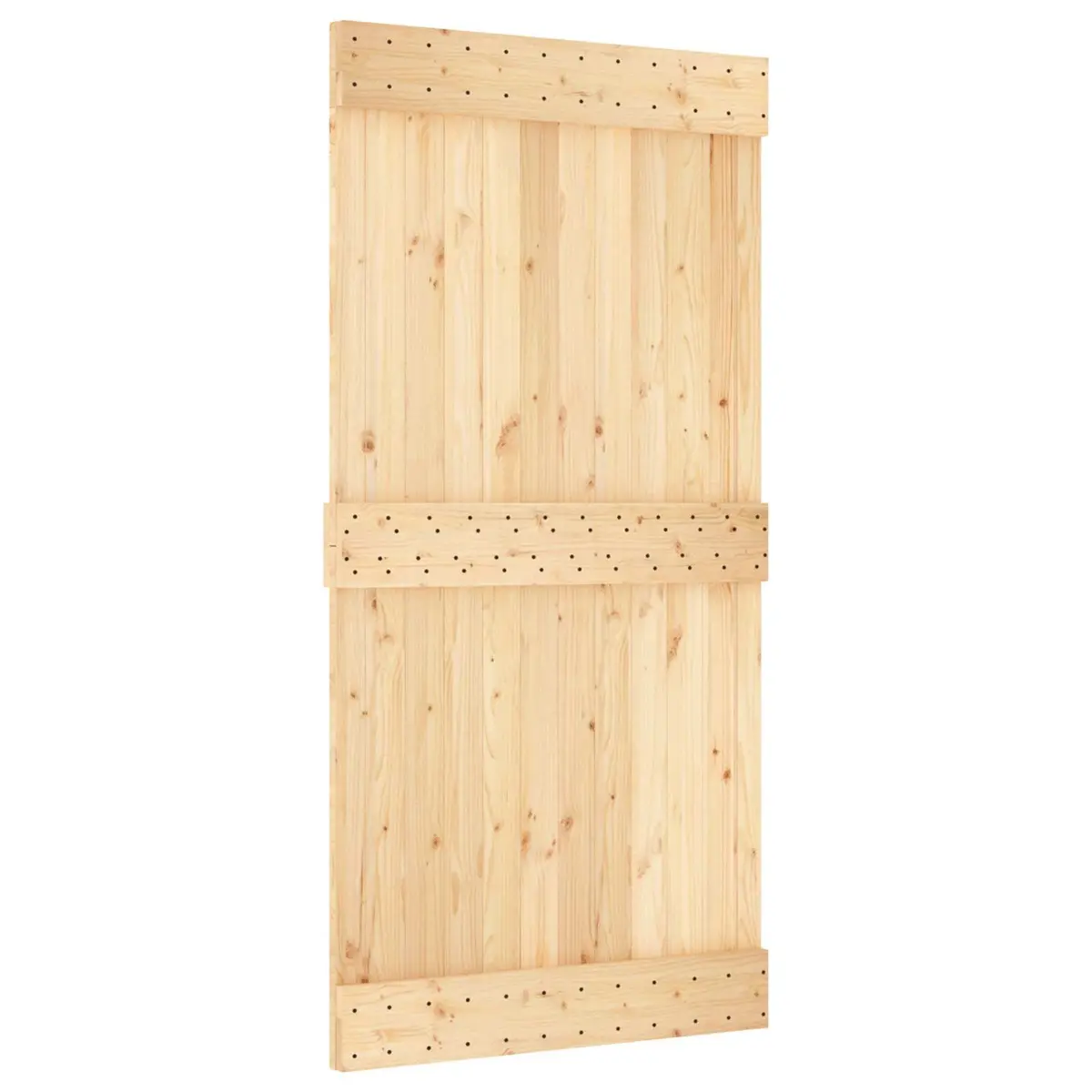 Sliding Door 100x210cm Natural Pine Wood Black Frame Modern Room Divider