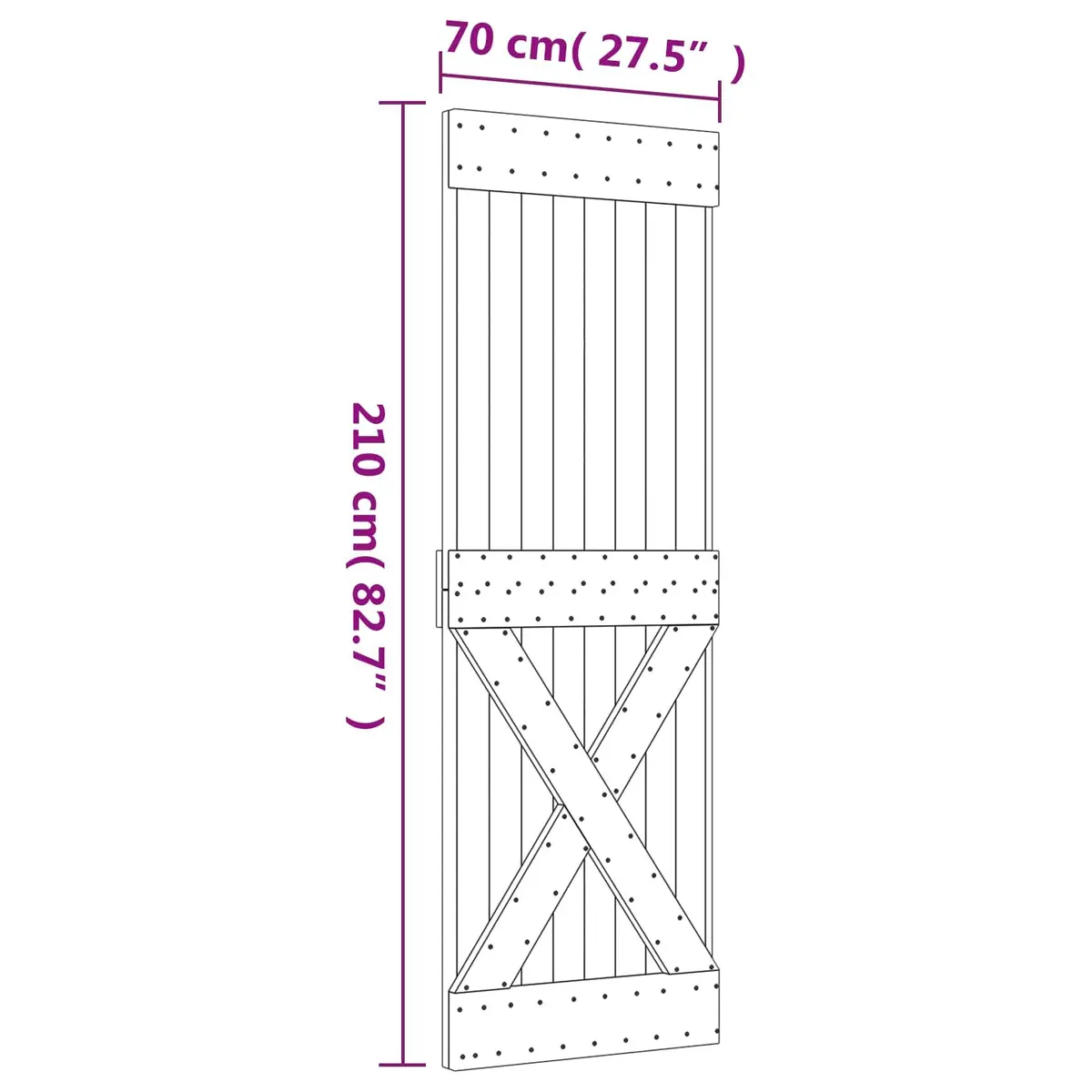 Sliding Door 70 x 210 cm Space-Saving Room Divider Pine Wood Modern Design