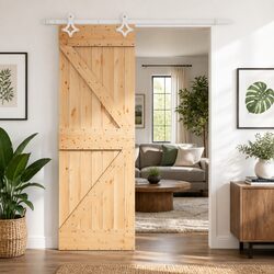 Compact Sliding Door 70 x 210 cm Natural Pine Wood Design