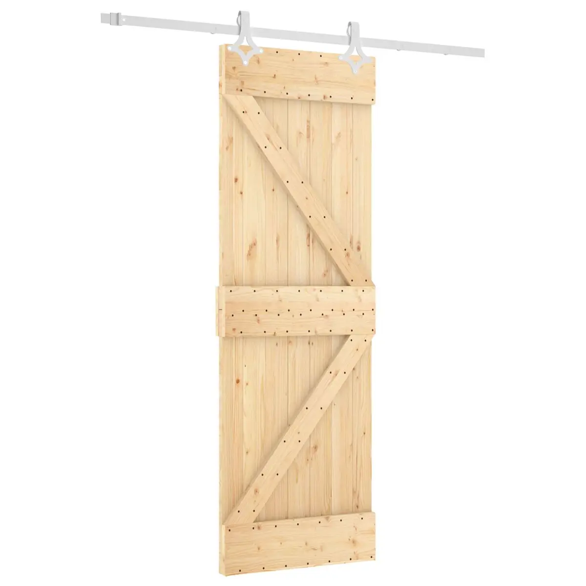 Sliding Door 70 x 210 cm Natural Pine Wood Top Track Modern Room Divider