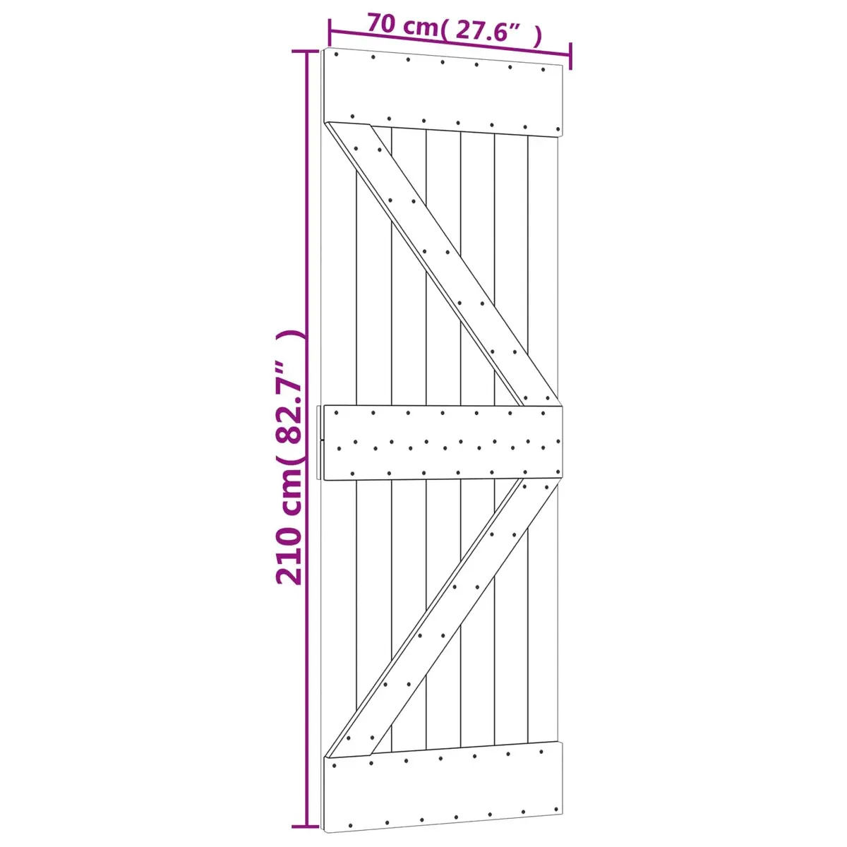 Sliding Door 70 x 210 cm Natural Pine Wood Top Track Modern Room Divider