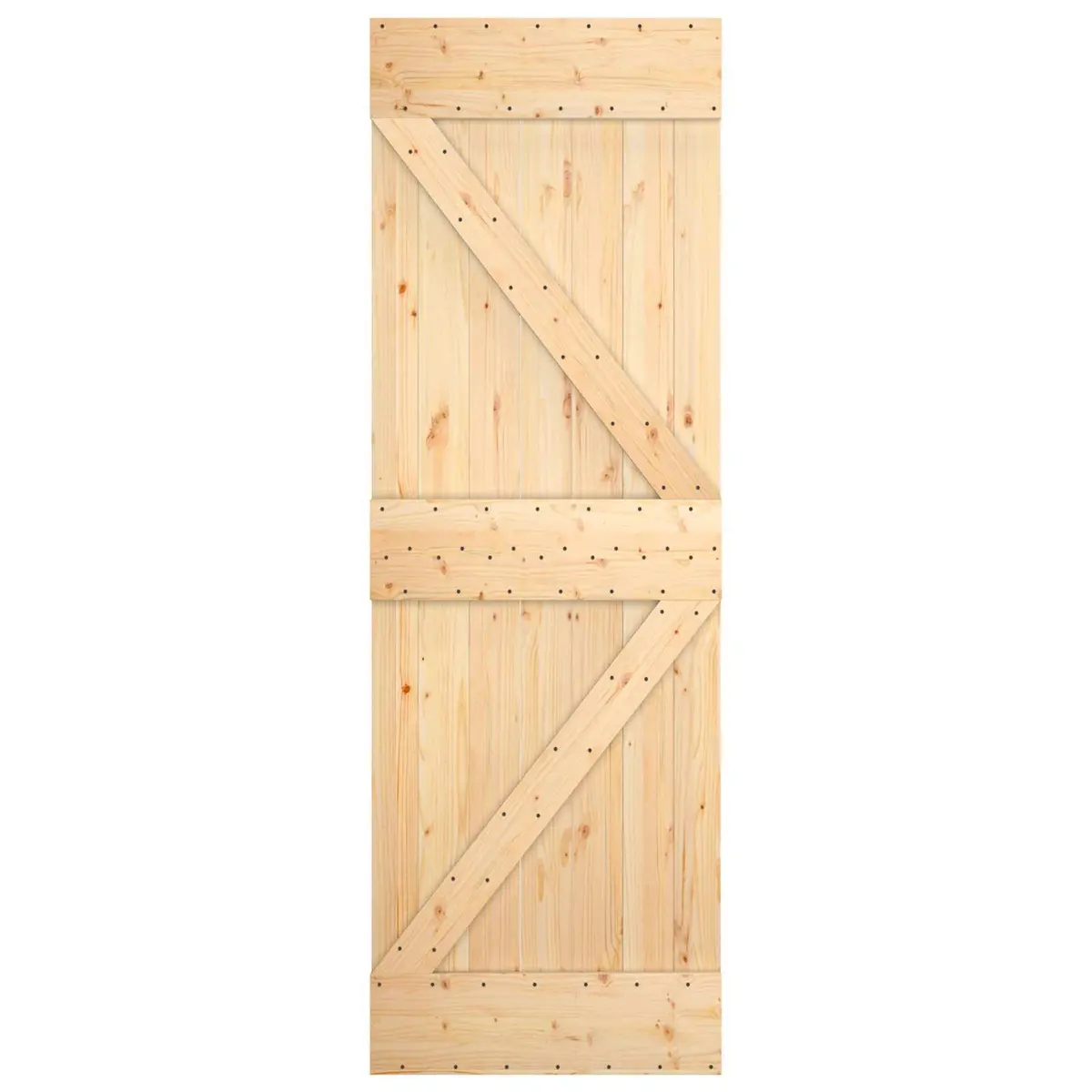 Sliding Door 70 x 210 cm Natural Pine Wood Top Track Modern Room Divider