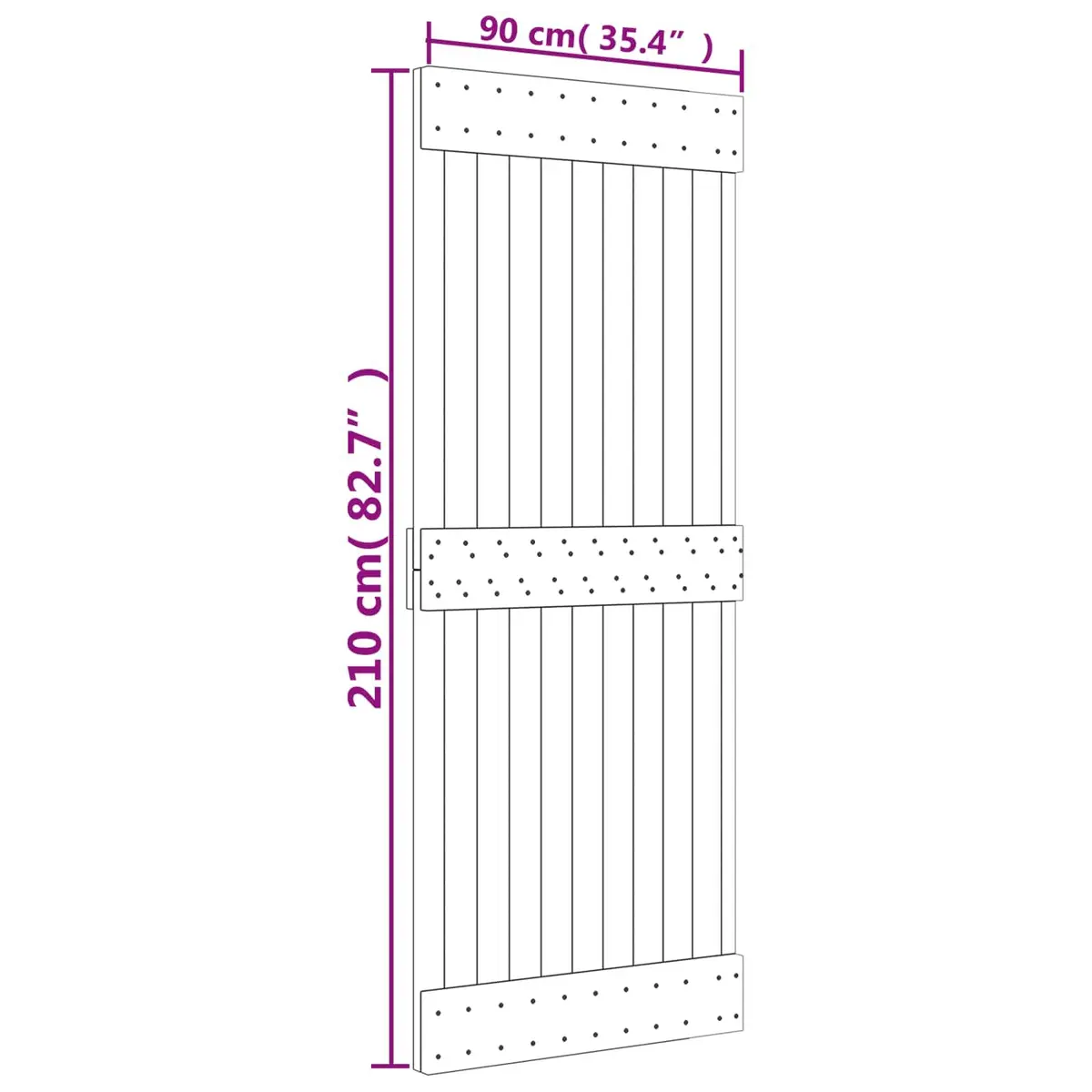 Sliding Door 90 x 210 cm Natural White Solid Pine Wood Modern Interior Room