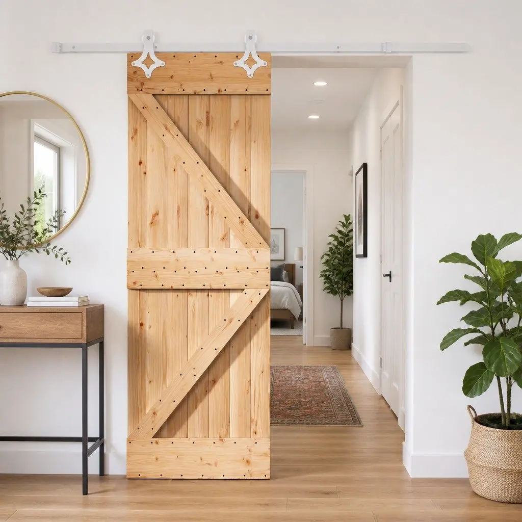 Sliding Door Natural White 70x210cm Solid Pine Wood Modern Interior Room Divider