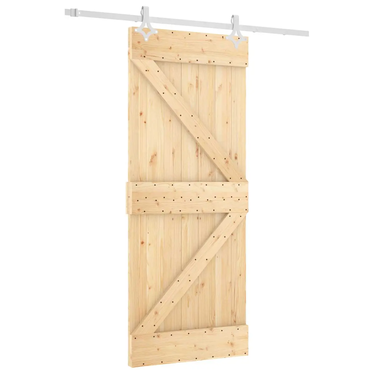 Sliding Door Solid Pine Wood Natural White 85 x 210 cm Modern Interior Room