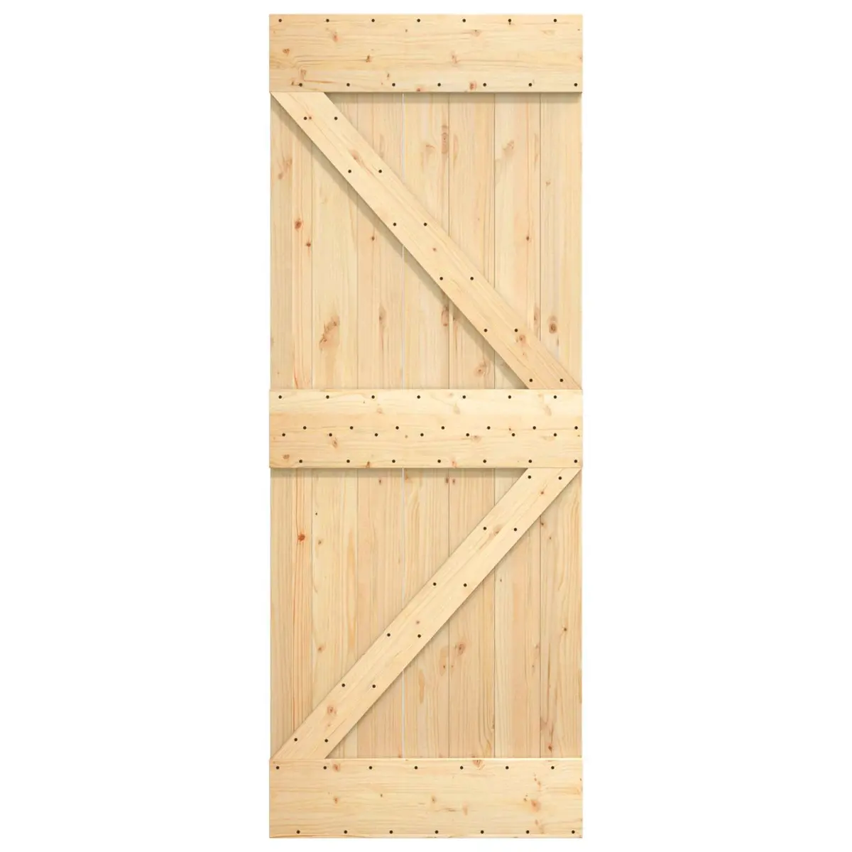 Sliding Door Solid Pine Wood Natural White 85 x 210 cm Modern Interior Room