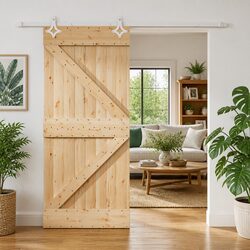 Sliding Door Solid Pine Wood Natural White 90 x 210 cm Modern Space-Saving