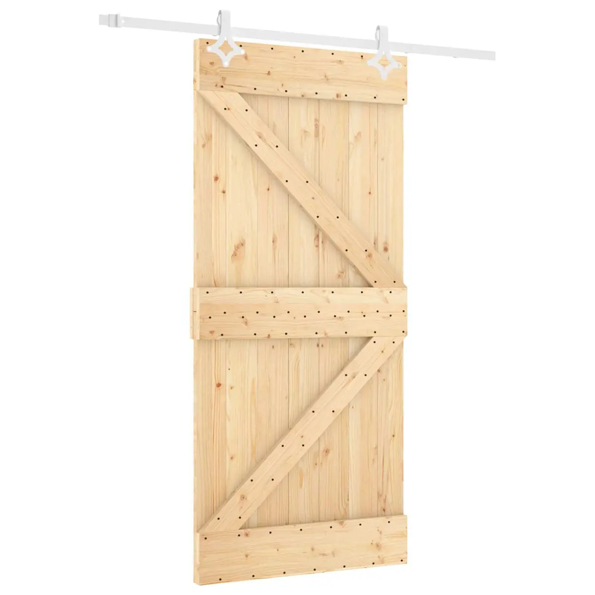 Sliding Door Natural White 90 x 210 cm Solid Pine Wood Modern Space-Saving