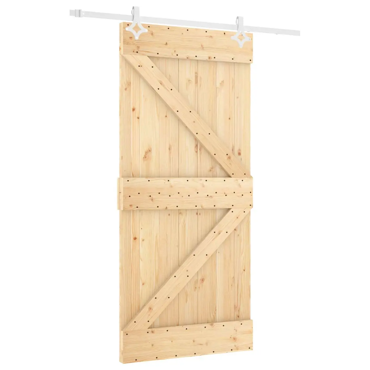 Sliding Door Natural White Pine Wood 100 x 210 cm Space-Saving Room Divider