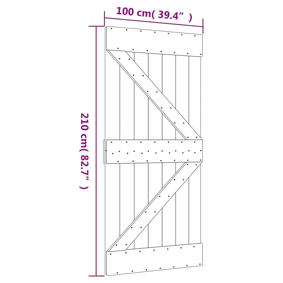 Sliding Door Natural White Pine Wood 100 x 210 cm Space-Saving Room Divider