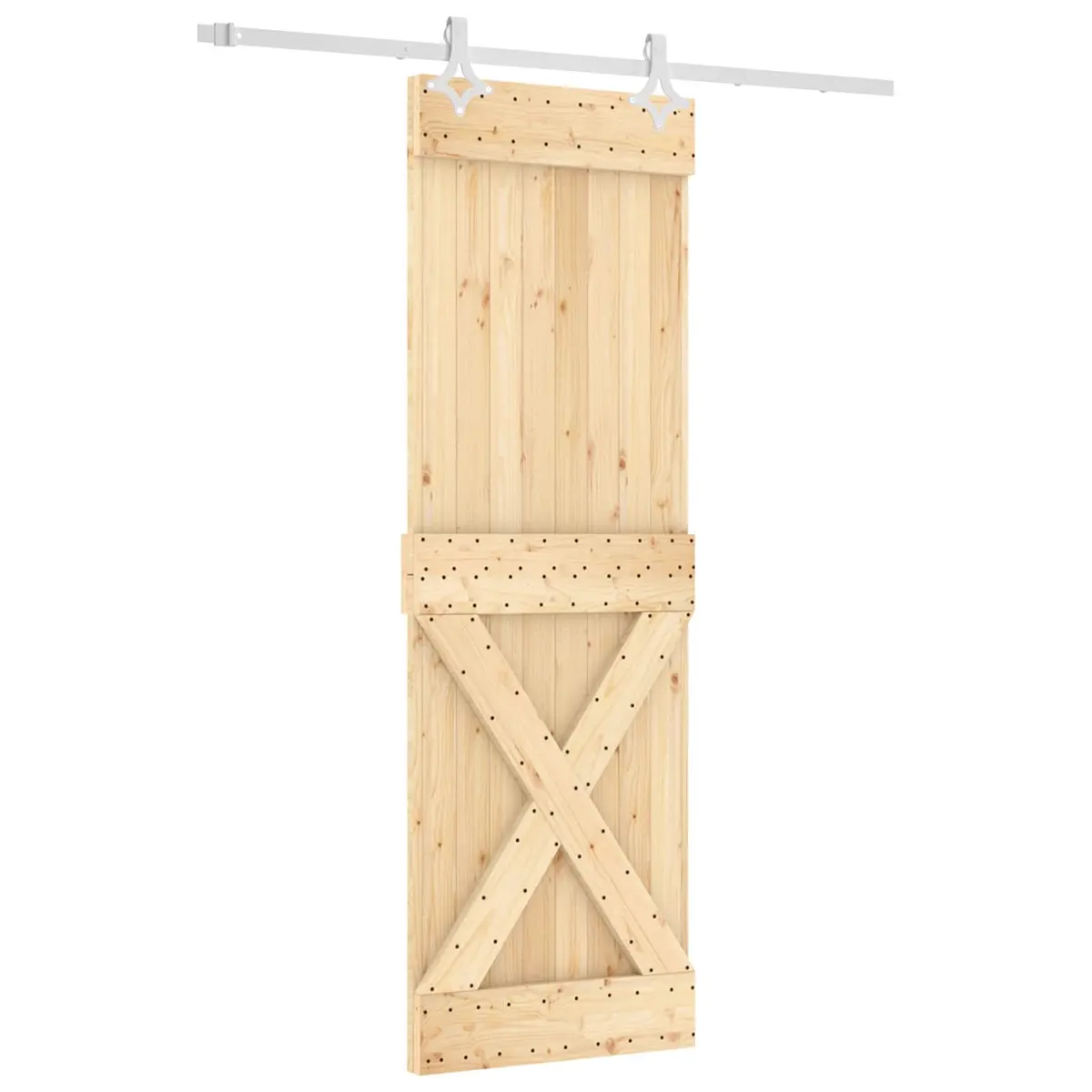 Sliding Door Natural White 70 x 210 cm Solid Pine Wood Modern Interior Room