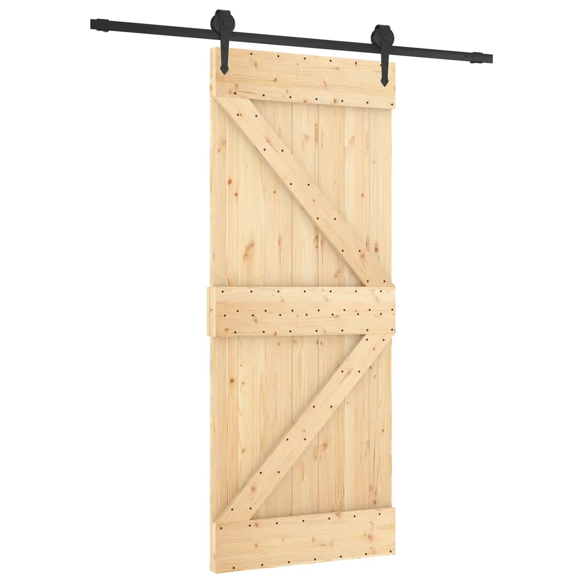 Sliding Door Solid Pine Wood Natural Modern Interior Space-Saving 85x210cm