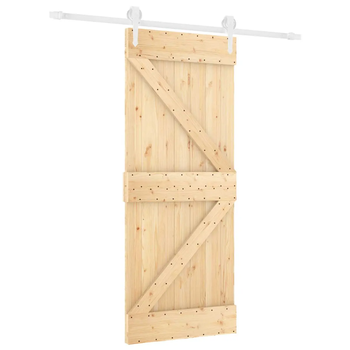 Sliding Door Natural White 85 x 210 cm Solid Pine Wood Modern Interior Room