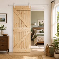 Concise and Efficient Sliding Door 80x210cm Pine Wood