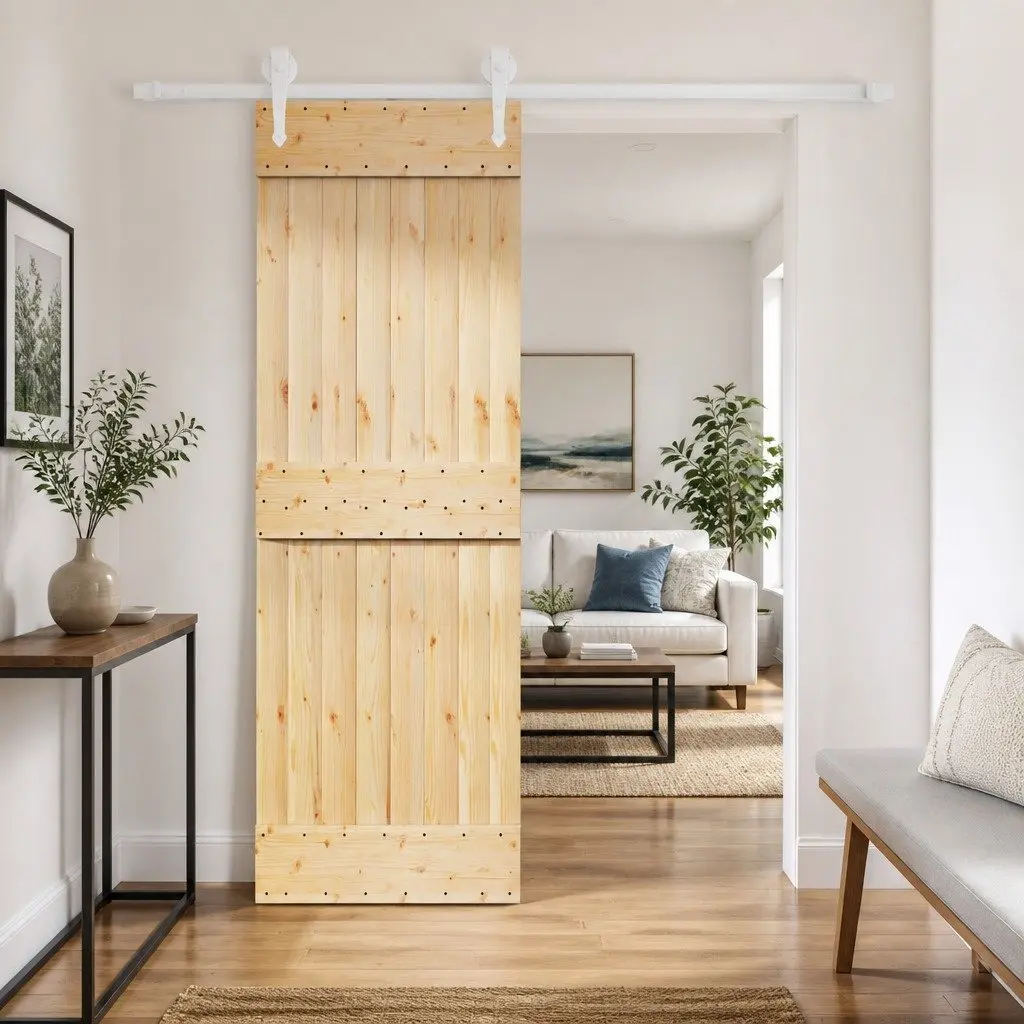 Sliding Door Brown 70 x 210 cm Solid Pine Wood Modern Room Divider