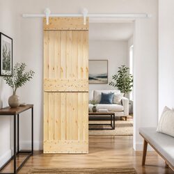Sliding Door Solid Pine Wood Natural White 70 x 210 cm Modern Room Divider