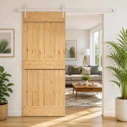 Sliding Door Solid Pine Wood Natural White Modern Interior Room Divider 85x210cm