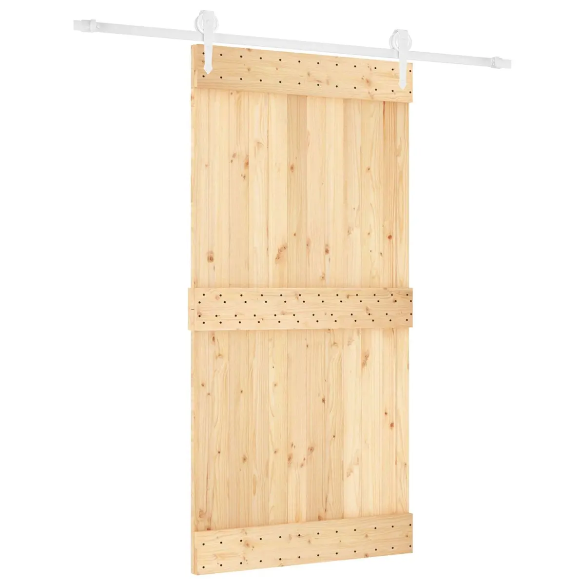 Sliding Door Natural White 100 x 210 cm Solid Pine Wood Modern Space-Saving