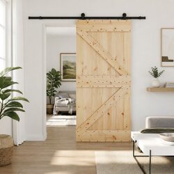 Sliding Door Modern Room Divider Space Saving 90 x 210 cm Natural Black Track