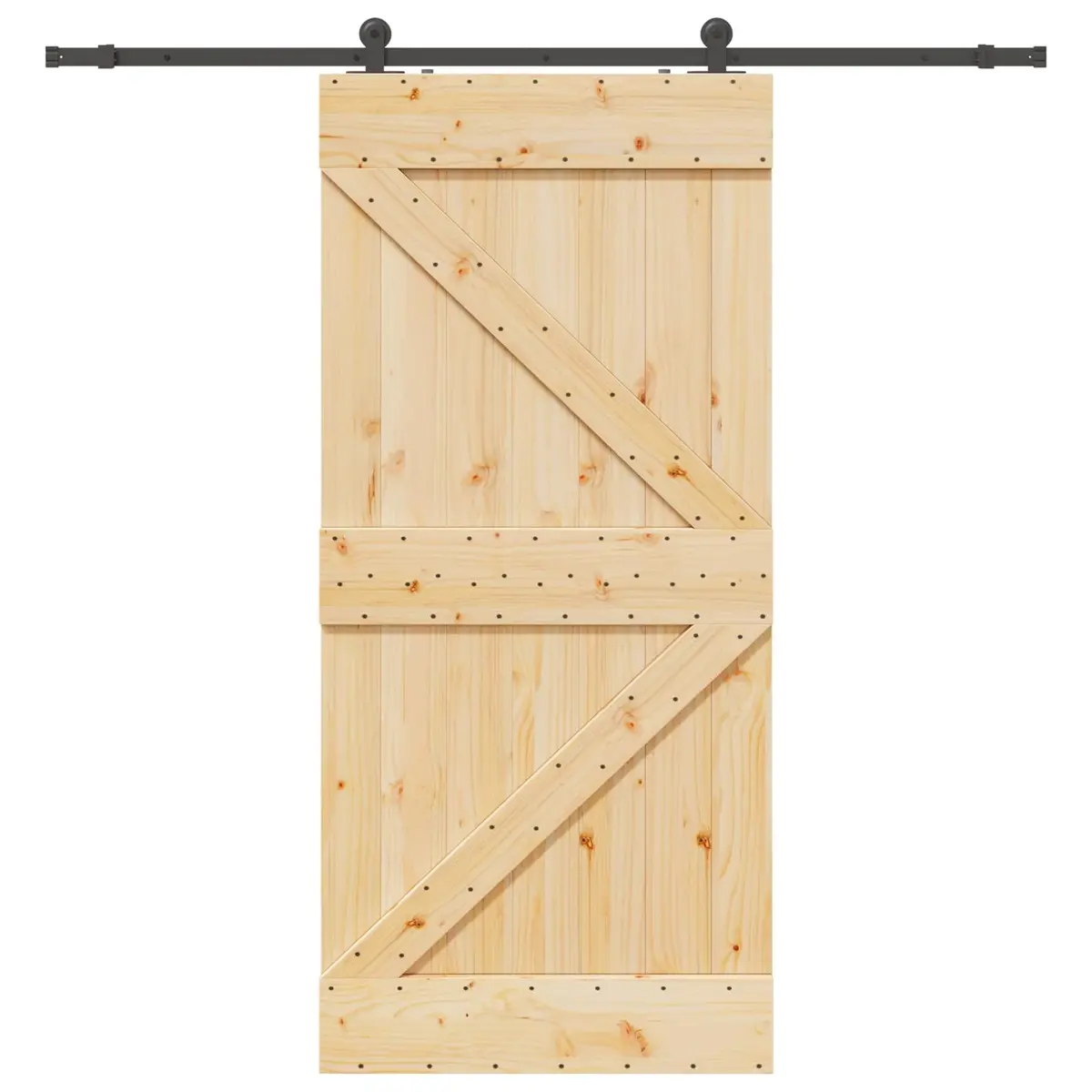 Sliding Door Modern Room Divider Space Saving 90 x 210 cm Natural Black Track