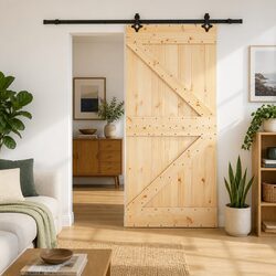 Pine Wood Sliding Door: Simple Yet Functional