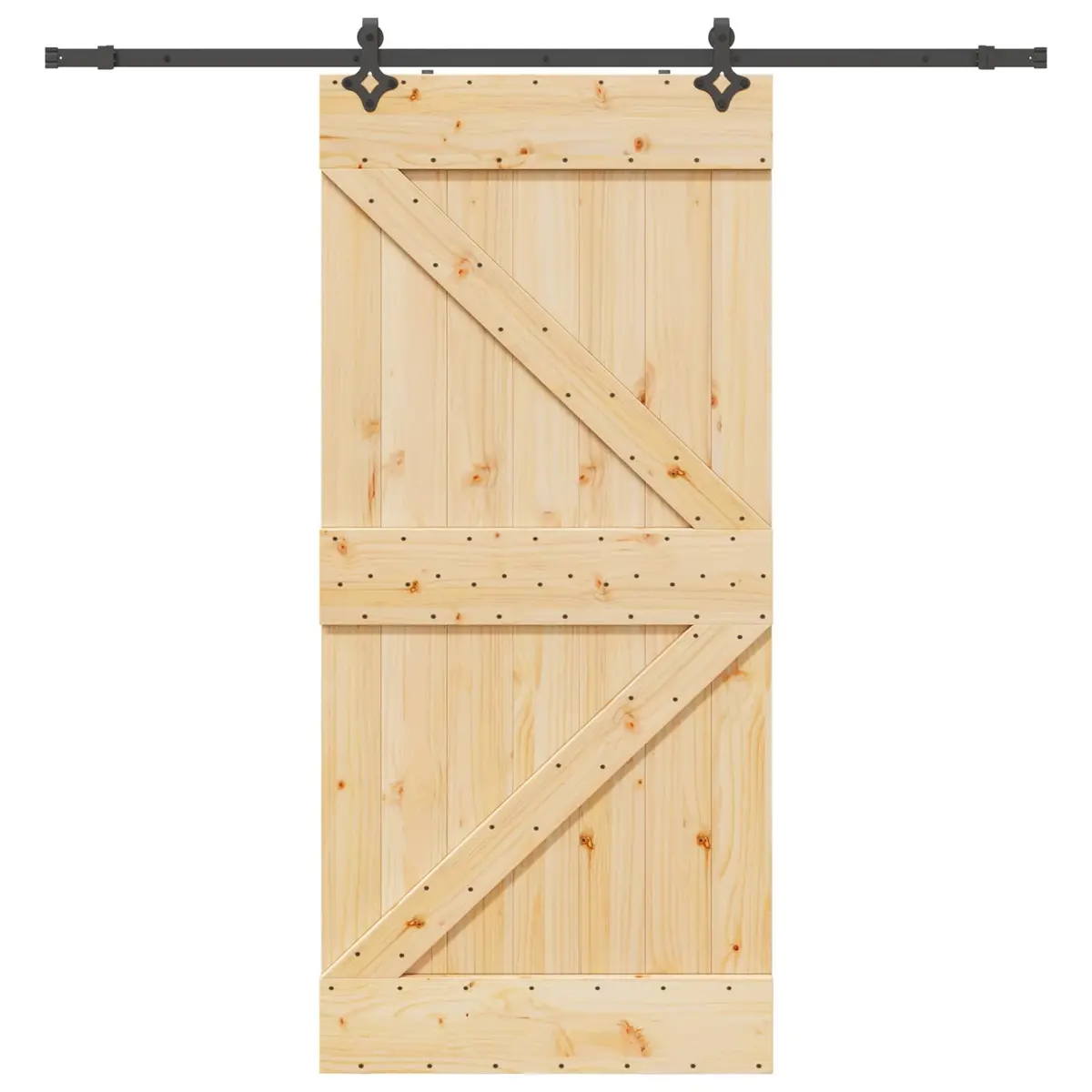 Sliding Door Black 90x210cm Modern Room Divider Solid Pine Wood