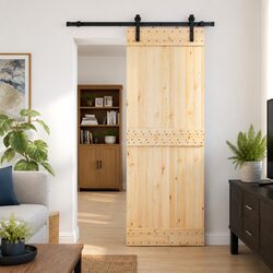 Effortless Space-Saving Sliding Door: Pine Wood Frame 80x210cm