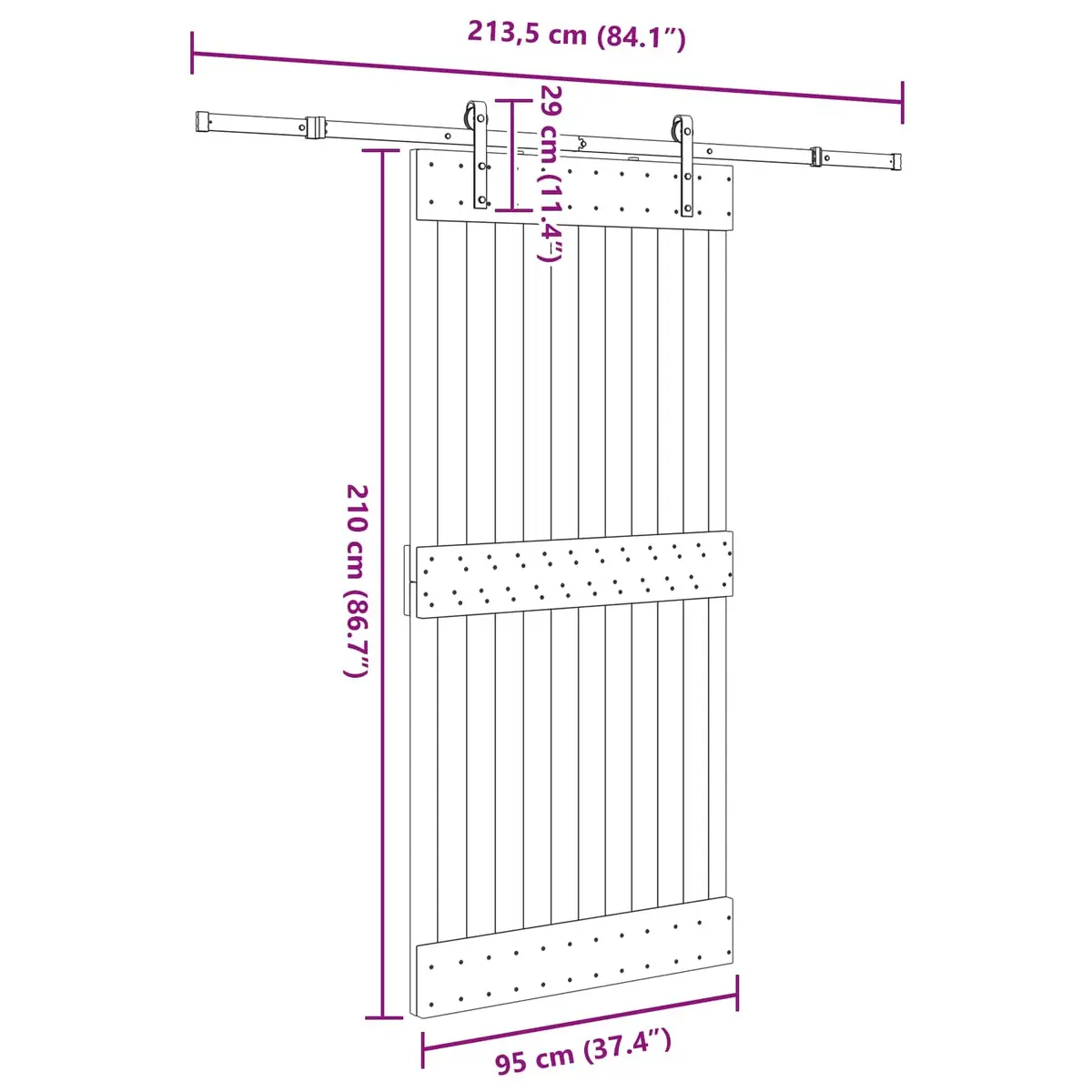 Sliding Door Pine Wood Natural Black Frame Modern Space-Saving Room Divider