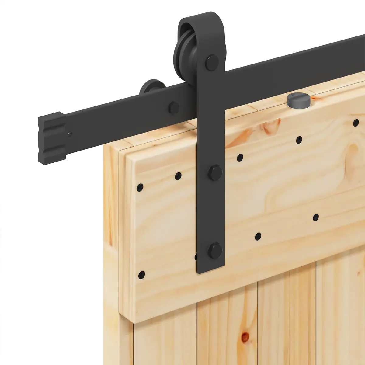 Sliding Door Natural Pine Wood Black Frame Modern Interior Space-Saving