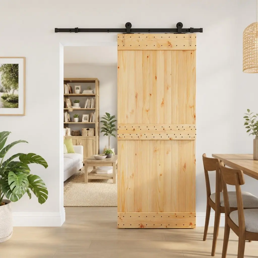 Sliding Door Brown Black 85 x 210 cm Modern Style Space-Saving Room Divider