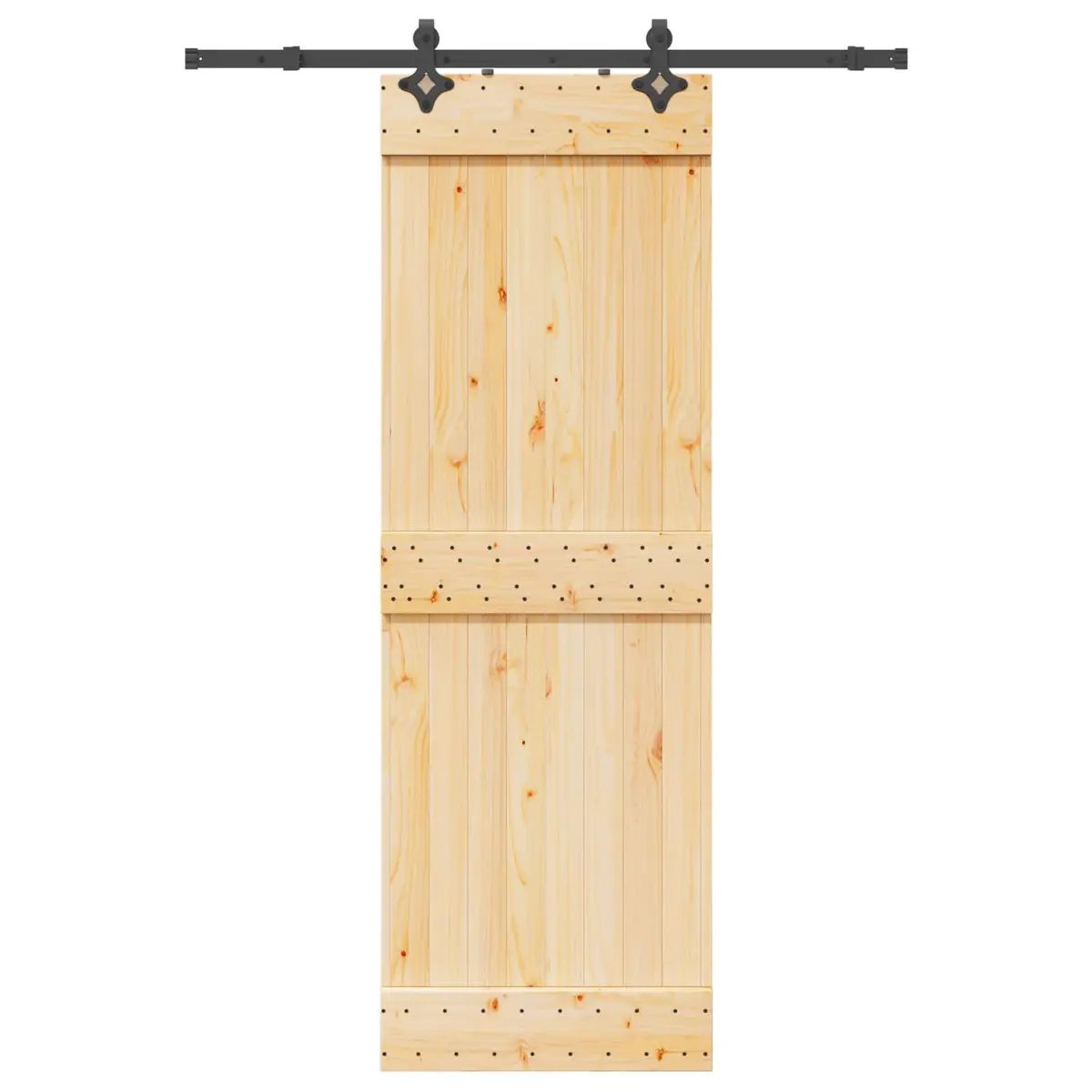 Sliding Door Modern Design Natural Pine Wood Steel Track 70x210cm Space Saving