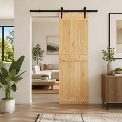 Concise Modern Sliding Door: Pine & Steel Materials