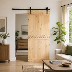 Concise Sliding Door – Pine Wood & Black Track