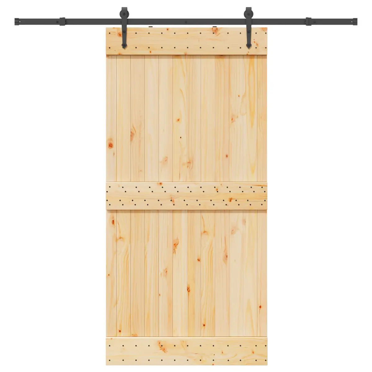 Sliding Door Black Pine Wood 100x210cm Modern Room Divider Space-Saving