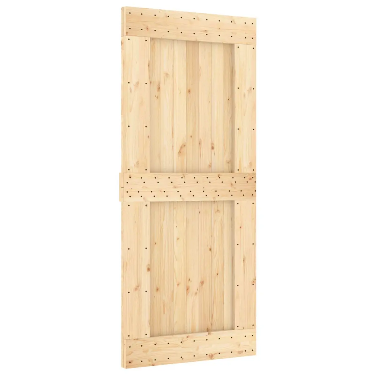 Sliding Door with Natural Pine Wood Frame and Black Steel Track 90x210cm Modern