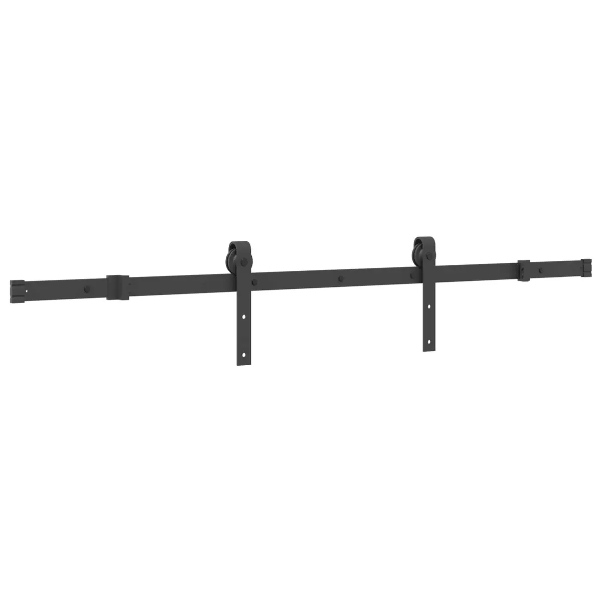 Sliding Door Brown Pine Wood Frame Black Track 70cm x 210cm Space-Saving Modern Room Divider