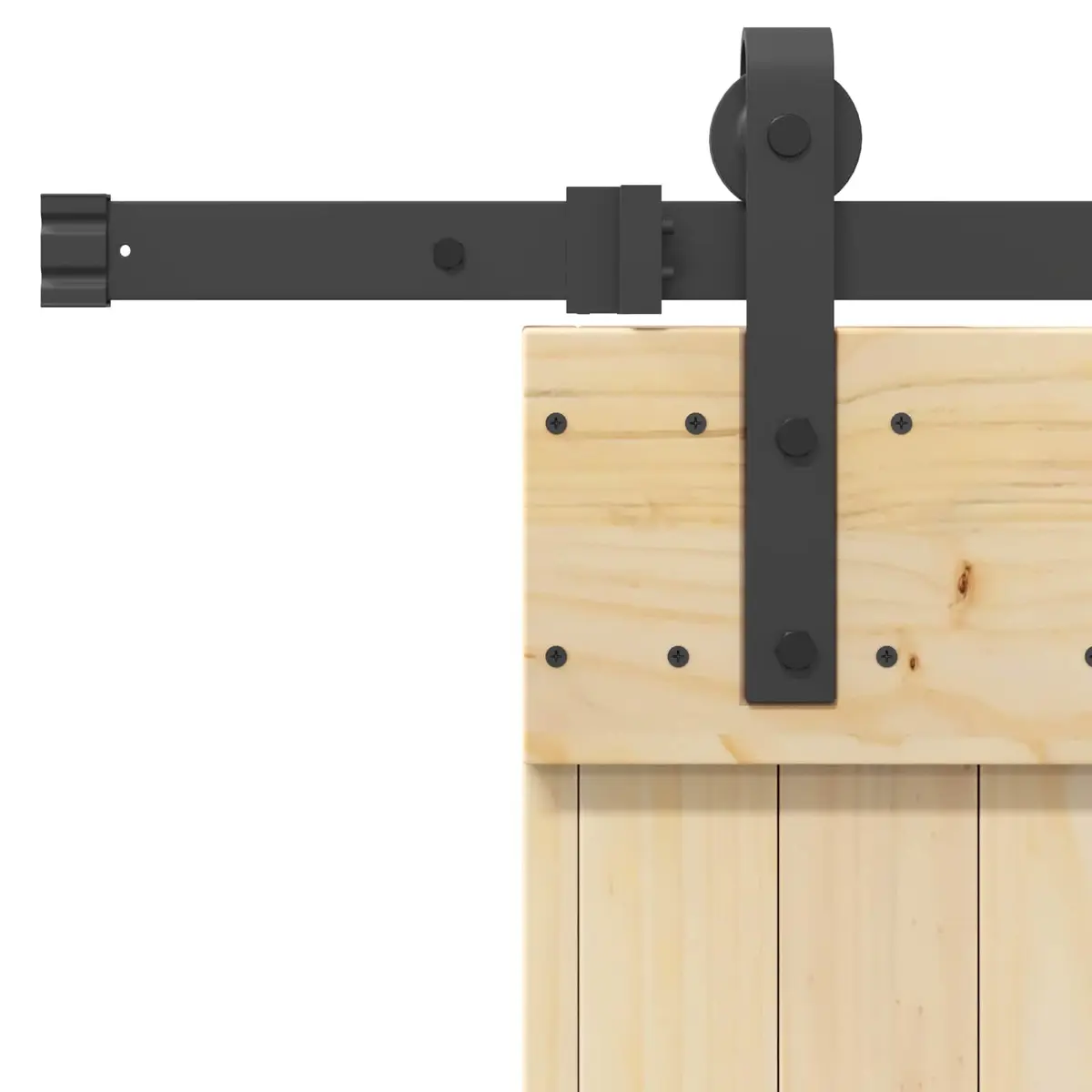 Sliding Door Brown 70 cm Space Saving Interior Doorway Natural Wood Black Track