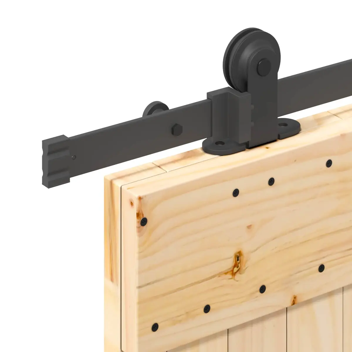Sliding Door Natural Pine Wood Black Steel Frame Space-Saving Modern Design
