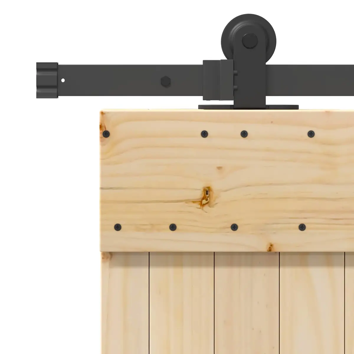 Sliding Door Natural Pine Wood Black Steel Frame Space-Saving Modern Design