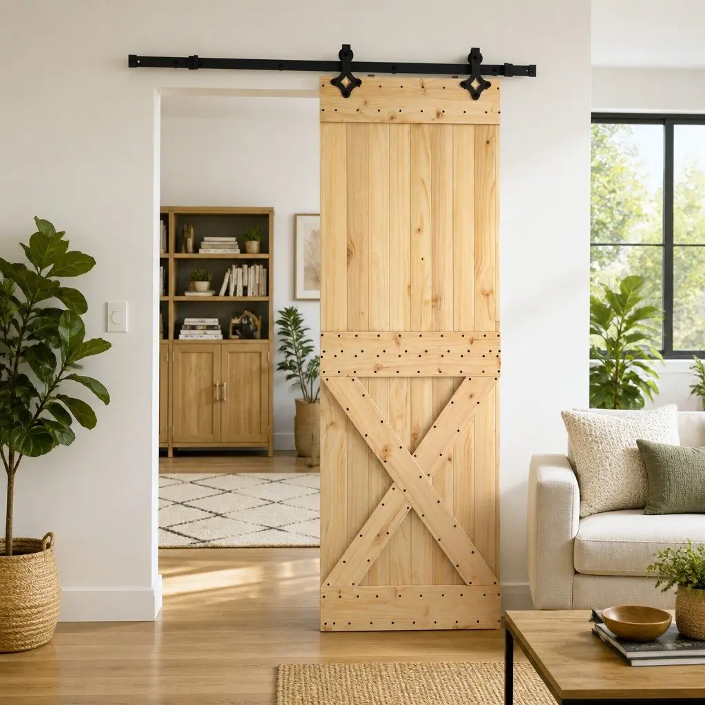Sliding Door Brown 70cm Modern Room Divider Wardrobe Closet Top Track Sliding Mechanism