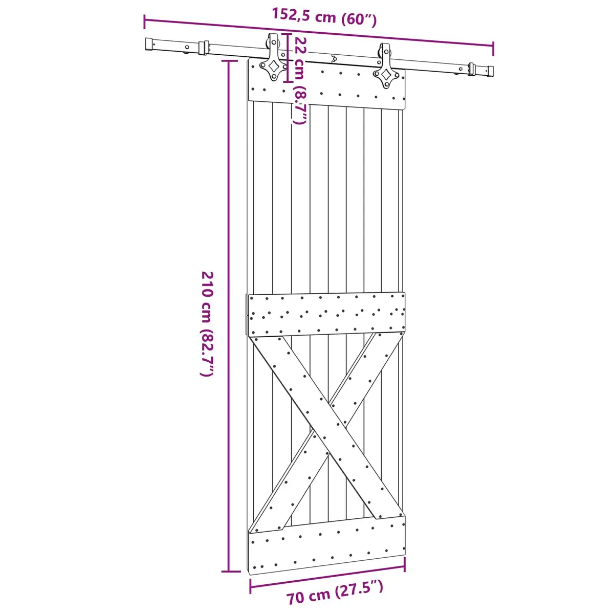 Sliding Door Brown 70cm Modern Room Divider Wardrobe Closet Top Track Sliding Mechanism